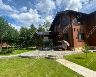 Остекление навеса из клеенного бруса