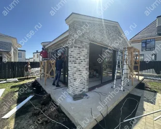 Остекление беседки раздвижными дверьми Alumil 45000