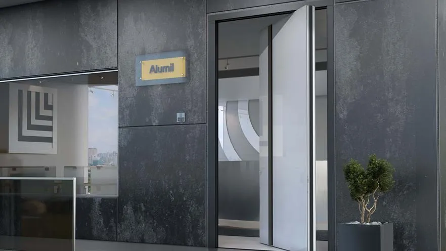 Поворотные алюминиевые входные двери ALUMIL SD115 Pivot