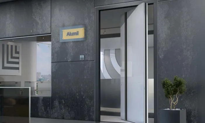 Поворотные алюминиевые входные двери ALUMIL SD115 Pivot