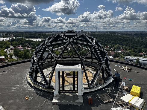 Изготовление и монтаж стеклянного купола на алюминиевом каркасе фото 9