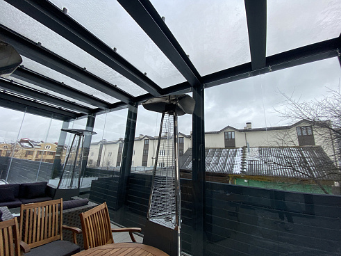 Стеклянная веранда на металлическом каркасе со стеклянной крышей фото 2